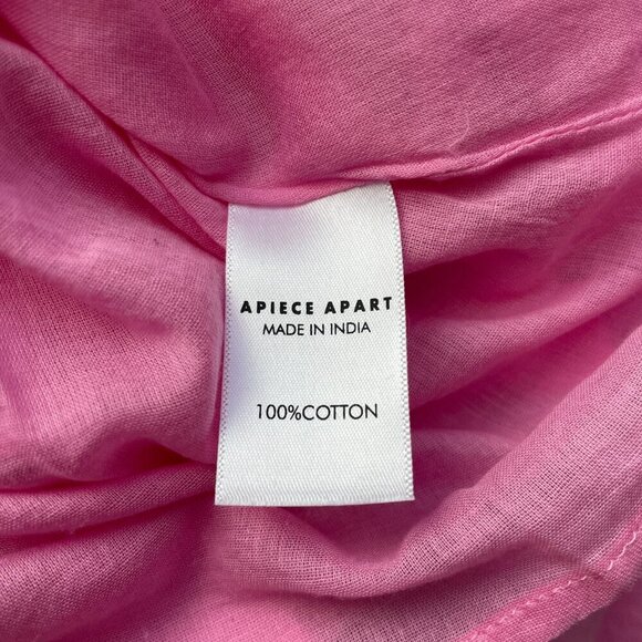 Apiece Apart Atlas Pink Cotton Midi Dress Long Sleeve Tiered Size 4 - Picture 10 of 13